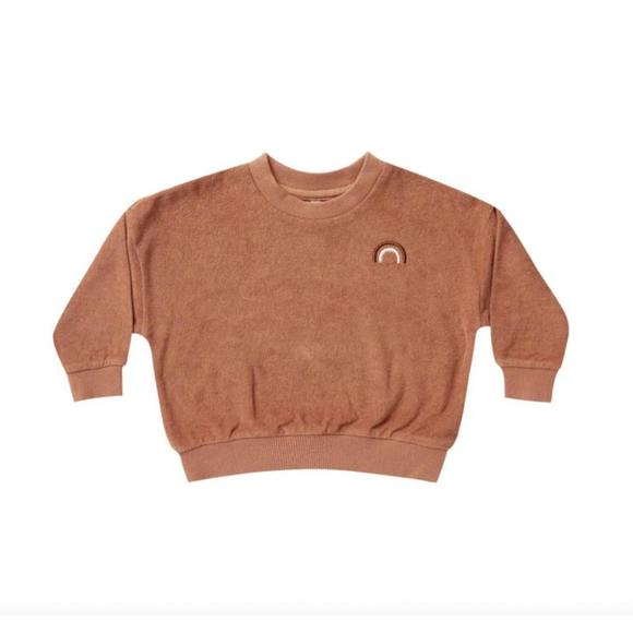 NEW RYLEE + CRU terry crew top in rust - Picture 2 of 2